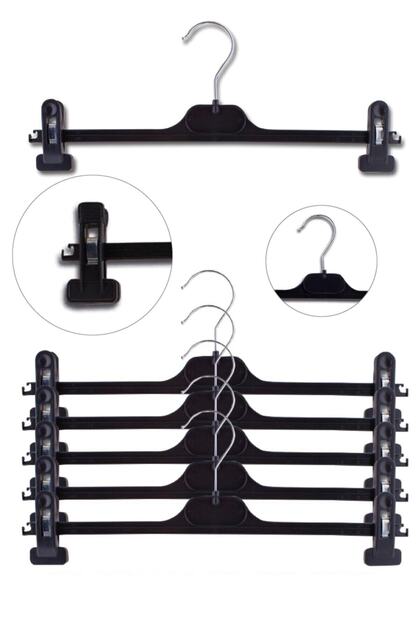 Bendebil 20 Pieces Black Latched Plastic Skirt Hanger- Trendyol