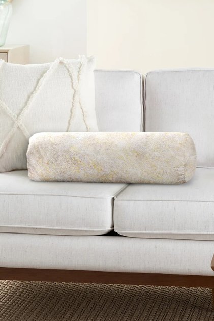 Modern Powder Colored Digital Printed Decorative Inner Filled Zippered Suede Cylinder Roll Pillow Throw Pillow