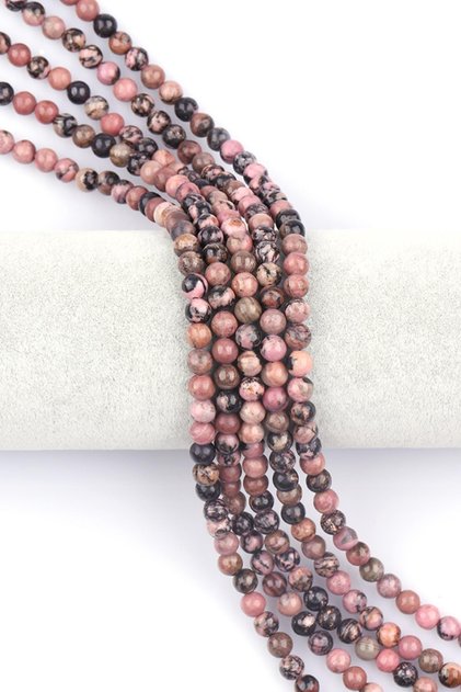 Rhodonite Natural Stone String 6 Mm Sphere Cut