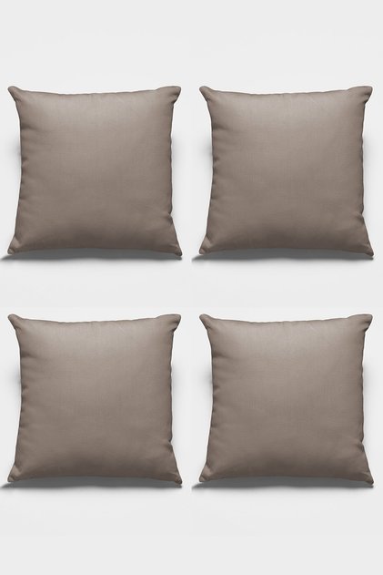 4'lü 43x43cm Vizon Çift Taraflı Tay Tüyü Döşemelik Premium Kumaş Dekoratif Kırlent Kılıfı Krl008
