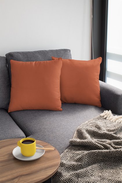 2-Pack 43X43Cm Cinnamon Upholstery Thai Feather Premium Fabric Decorative Double-Sided Throw Pillow Cover Krl020