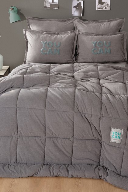 Motto Cotton Single Comfort/Sleeping Set Gray