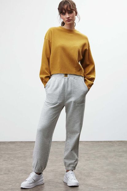 GRIMELANGE Lıv Crop Fit Safran Sarı Sweatshirt - 8