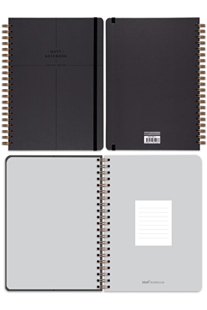 Matt Notebook 20x28 Cm A4 Lastikli Spiralli Sert Kapak Not Defteri Kareli - 6