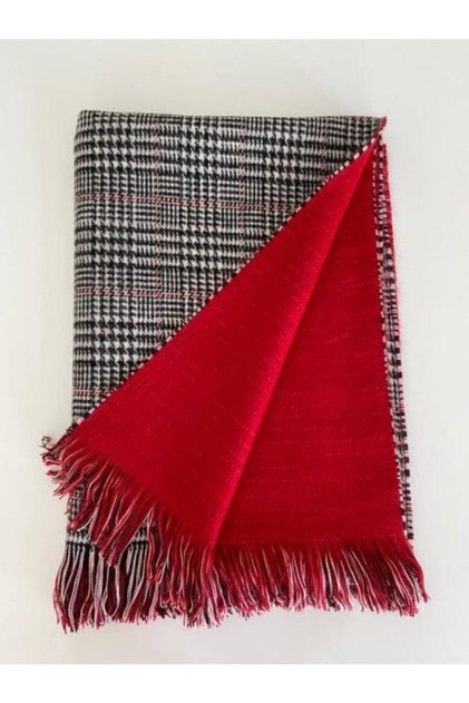Women's Red Plaid Double-Sided Soft Textured Scarf