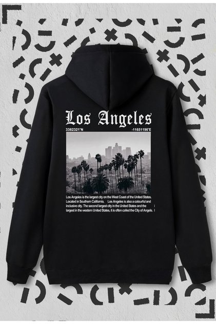 Los Angeles City Printed Black Hooded Sweatshirt