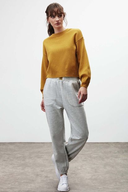 GRIMELANGE Lıv Crop Fit Safran Sarı Sweatshirt - 9