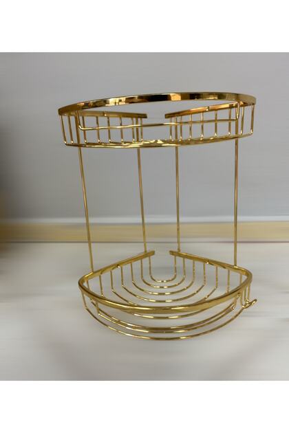 Quality Luxury Stainless Solid Brass Gold 2 Tier Shower Shelf Bathroom Hanger Corner Shelf Shampoo Holder Corner Holder 1lif Asma