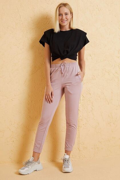 Women's Knitted Fabric Pocket Sweatpants