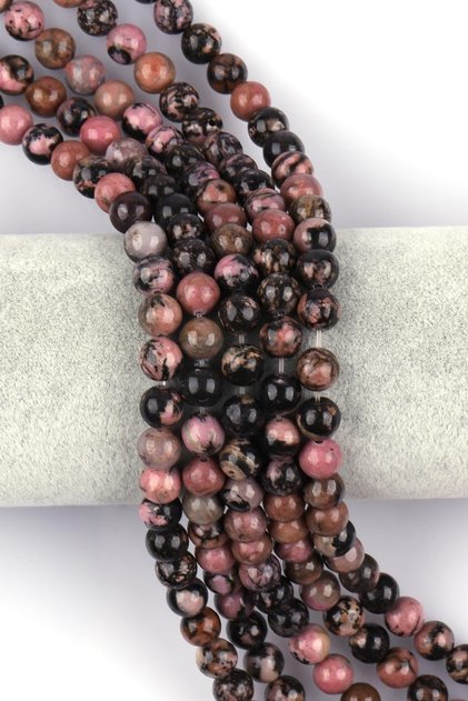Rhodonite Natural Stone String 8 Mm Sphere Cut