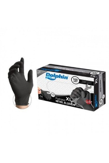 Dolphın Extra Kalın Siyah Nitril Eldiven X Large 100lü