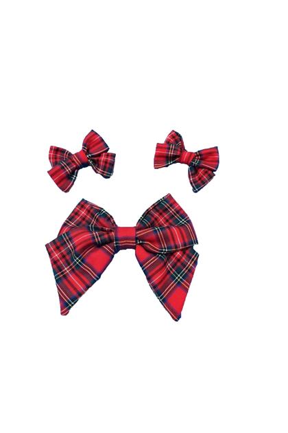 Large Size Clip Red Plaid Mother Girl Bow Buckle