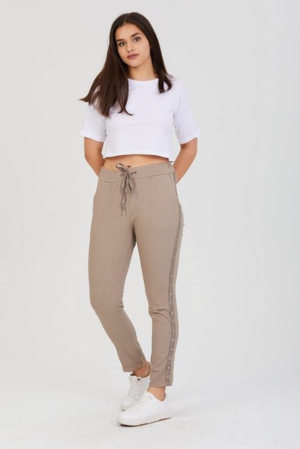 Women's Mink Italian Eyelet Striped Lycra Trousers