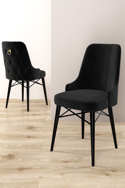 Rovena Mona Siyah Mermer Desen 80x132 Açılabilir Mdf Mutfak Masası Takımı 4 Adet Sandalye - 6