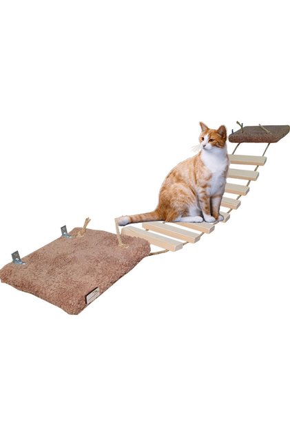 Peluş Basamaklı Kedi Köprüsü Peluş Raf Duvar Kedi Yolu Parkur Kahve (130cm)