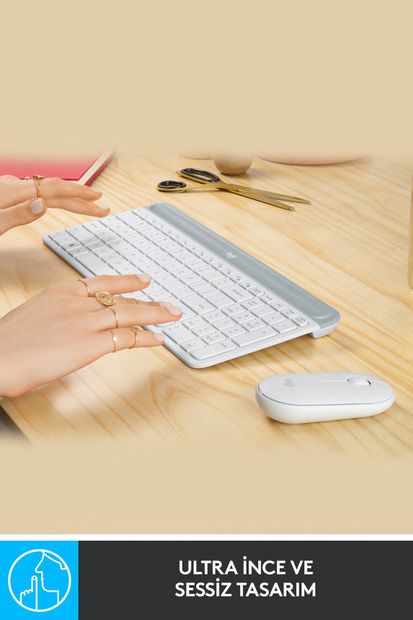 logitech MK470 Kablosuz İnce Türkçe Klavye Mouse Seti - Beyaz - 3