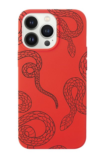 iPhone 14 Pro Compatible Snakes Design Suede Launch Phone Case