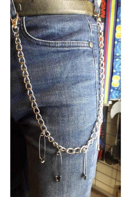 Gothic Safety Pin Pants Chain
