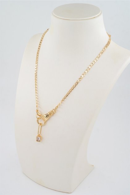 Women's Special Design Princess Chain Necklace with Zircon Square Stone and Hand Figures