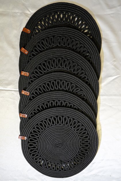 Embroidered 6 - Piece, Placemat, Black Charger Single, Durable, Heat Sensitive, Long Lasting,