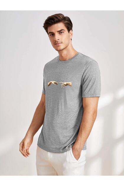 Men's Hands Printed Oversize Tshirt