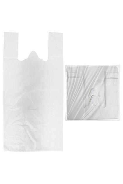 White Grocery Bag Thick Leakproof Spillproof Bag 1 Kg Large Size with Handle 30x55
