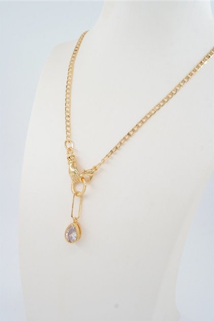 Women's Special Design Zircon Drop Stone and Hand Figured Princess Chain Necklace