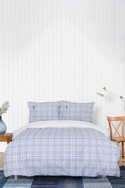 Luan Blue 100% Cotton Double Duvet Cover Set???????