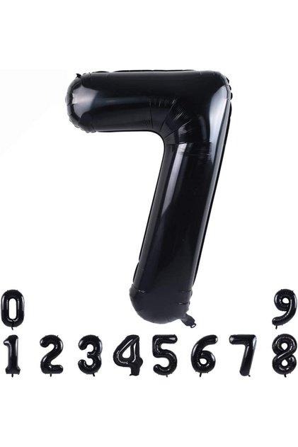 7 Seven Black Number Foil Balloon 34" Inc 82 cm