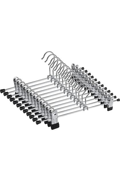 Metal Tutmalı Klipsli Etek Ve Pantolon Askısı Elbise Askısı Ayarlanabilir Elbise Askısı Metal 10adet