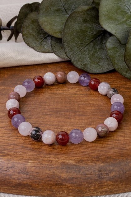 Love Love Bracelet (PINK QUARTZ, AMETHYST, AGATE, KUNZIT AND RODONITE STONE)