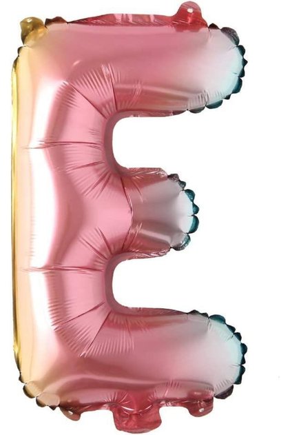 Letter E Rainbow Foil Balloon 16 Inch 36 cm