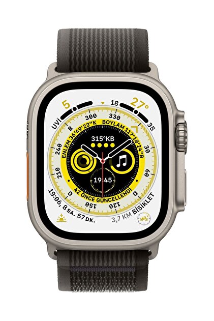 Apple Watch Ultra 49mm GPS+Cellular Titanyum Kasa ve Gri Trail Loop - M/L (Apple Türkiye Garantili) - 1
