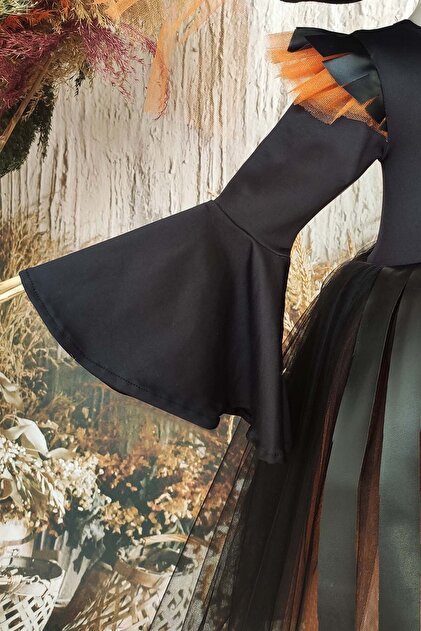 Shecco Babba Halloween Black Leather Detailed Witch Girl Dress and Witch Hat, Girl's Halloween Dress- Trendyol Shecco Babba Halloween Black Leather Detailed Witch Girl Dress and Witch Hat, Girl's Halloween Dress- Trendyol