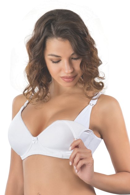 Women's White Underwire Push-Up Supported Breastfeeding and Maternity Bra