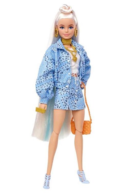 Barbie Extra Bebek Ve Köpeği Uzun Saçlı Bükülebilen Eklemli Hhn08