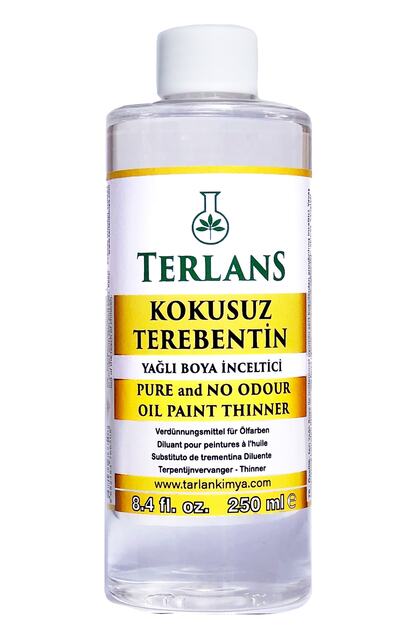 Kokusuz Terebentin 250 ml Tamamen Kokusuz Yağlı Boya Inceltici Temizleyici Oil Paint Thinner