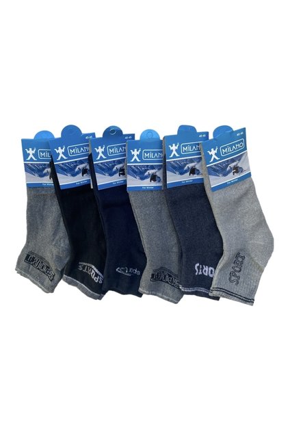 Winter Towel Thick Cotton Half Socks Assortment 6-Piece