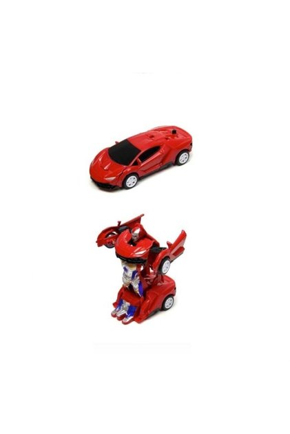 Tek Tuşla Robota Dönüşen Lamborghini Metal Çek Bırak Transformers Lamborghini Araba Kırmızı