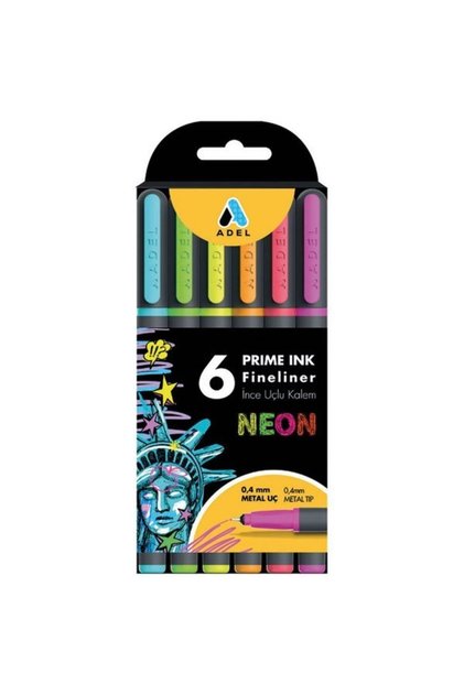 Prime Ink Fineliner 6 Pack Neon