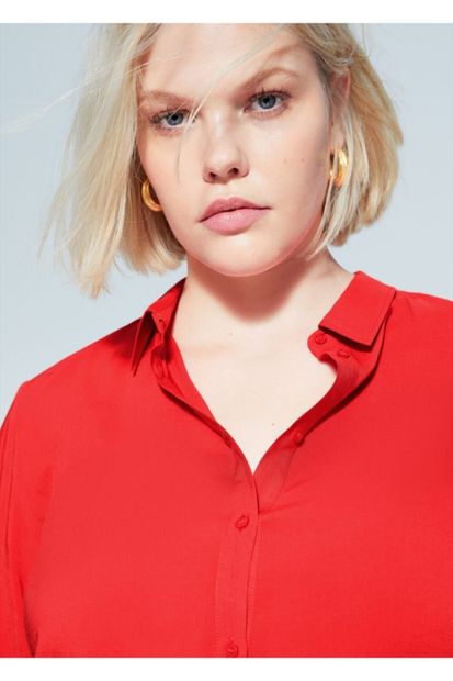 MANGO Woman Kadın Kırmızı Dökümlü Gömlek 67002007 - 5