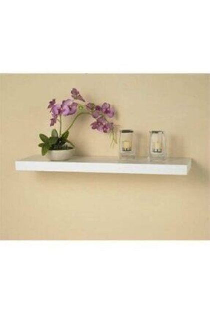 Duvar Rafı-gizli Bağlantılı Parlak Beyaz Uçan Raf-ebat 90cm*20cm