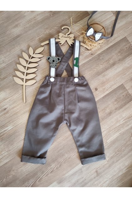 Koala Concept Gray White Striped Boy's Trousers Salopet