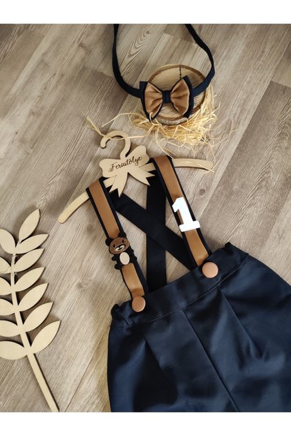 سروال للأولاد مصنوع يدويًا من ماركة Teddy Bear Concept باللون الأزرق الداكن، ملابس لعيد الميلاد الأول