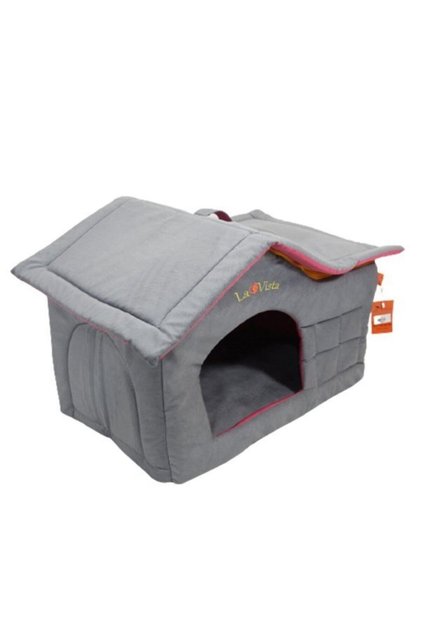 Gri Çatılı Kadife İç Mekan Kedi ve Köpek Evi