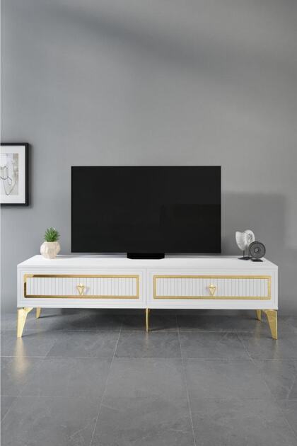 180 cm Trend Mdf Mebran Kapak Beyaz Gold