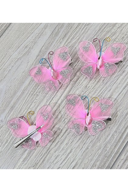 2 Pieces Tulle and Stone Butterfly Buckle Children's Buckle School Buckle Clip Buckle