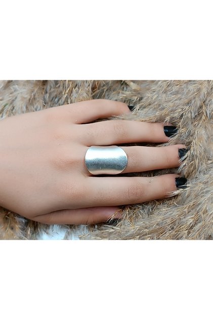 Düz Model Antik Eskitme Gümüş Kaplama Ayarlanabilir Yüzük