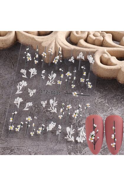 3 Boyutlu Nail Art Kendinden Yapışkanlı Sticker Tırnak Sanatı Kına Düğün Özel Gün Protez Tırnak