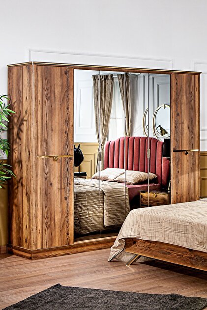 Modalife Demre Aynalı 6 Kapaklı Gardırop - Ceviz - Fiyatı, Yorumları